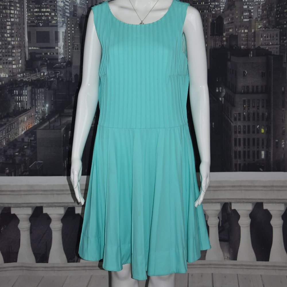 Alberto Makali New York Size XL Blue Panel Sleeveless Lined Fit & Flare Dress